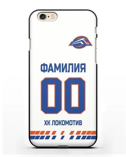 Чехол ХК Локомотив-Орша с фамилией и номером (сезон 2019-2020) белая форма силиконовый для iPhone 6s
