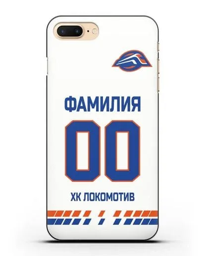 Чехол ХК Локомотив-Орша с фамилией и номером (сезон 2019-2020) белая форма силиконовый для iPhone 7 Plus