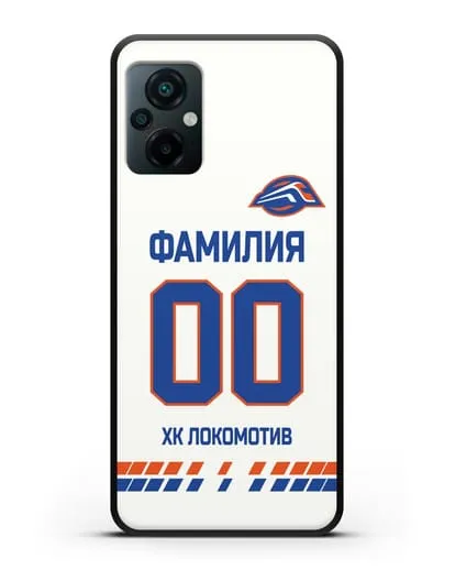 Чехол ХК Локомотив-Орша с фамилией и номером (сезон 2019-2020) белая форма силиконовый для Xiaomi Poco M5