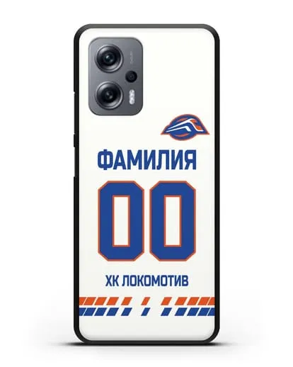 Чехол ХК Локомотив-Орша с фамилией и номером (сезон 2019-2020) белая форма силиконовый для Xiaomi Poco X4 GT