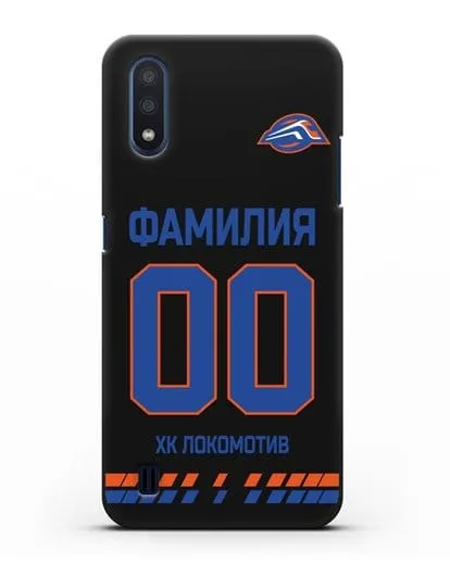Чехол ХК Локомотив-Орша с фамилией и номером (сезон 2019-2020) белая форма силиконовый для Samsung Galaxy M01 [SM-M015F]