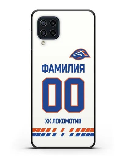 Чехол ХК Локомотив-Орша с фамилией и номером (сезон 2019-2020) белая форма силиконовый для Samsung Galaxy M22 [M225F]