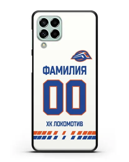 Чехол ХК Локомотив-Орша с фамилией и номером (сезон 2019-2020) белая форма силиконовый для Samsung Galaxy M53 [SM-M536]