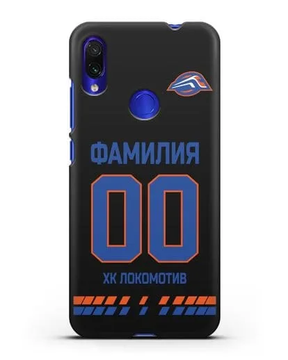 Чехол ХК Локомотив-Орша с фамилией и номером (сезон 2019-2020) белая форма силиконовый для Xiaomi Redmi Note 7