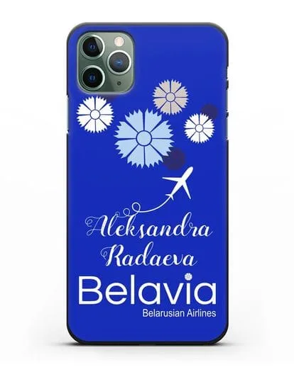 Именной чехол с корпоративной символикой Белавиа силиконовый для iPhone 11 Pro Max