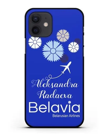 Именной чехол с корпоративной символикой Белавиа силиконовый для iPhone 12