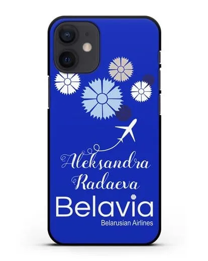 Именной чехол с корпоративной символикой Белавиа силиконовый для iPhone 12 mini