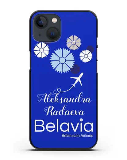 Именной чехол с корпоративной символикой Белавиа силиконовый для iPhone 13 Mini