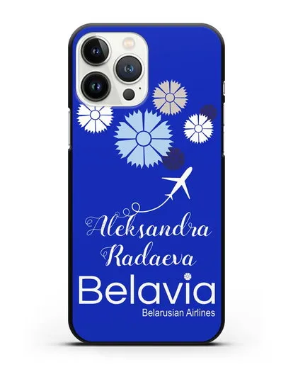 Именной чехол с корпоративной символикой Белавиа силиконовый для iPhone 13 Pro Max
