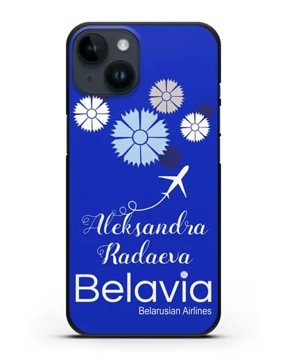 Именной чехол с корпоративной символикой Белавиа силиконовый для iPhone 14