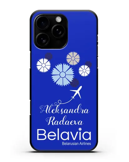 Именной чехол с корпоративной символикой Белавиа силиконовый для iPhone 16 Pro Max
