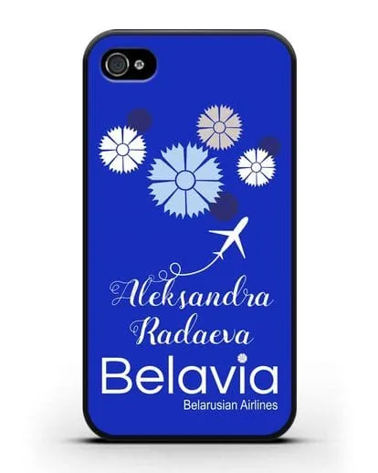 Именной чехол с корпоративной символикой Белавиа силиконовый для iPhone 4/4s