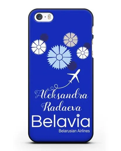 Именной чехол с корпоративной символикой Белавиа силиконовый для iPhone 5/5s/SE