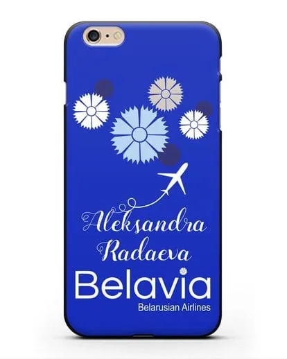 Именной чехол с корпоративной символикой Белавиа силиконовый для iPhone 6 Plus