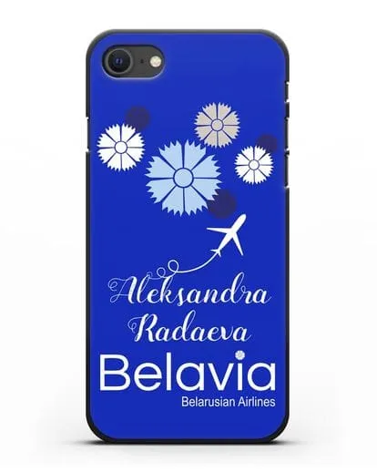 Именной чехол с корпоративной символикой Белавиа силиконовый для iPhone SE 2020
