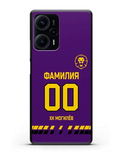 Чехол ХК Могилев с фамилией и номером (сезон 2019-2020) фиолетовая форма силиконовый для Xiaomi Poco F5
