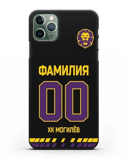 Чехол ХК Могилев с фамилией и номером (сезон 2019-2020) черная форма силиконовый для iPhone 11 Pro Max