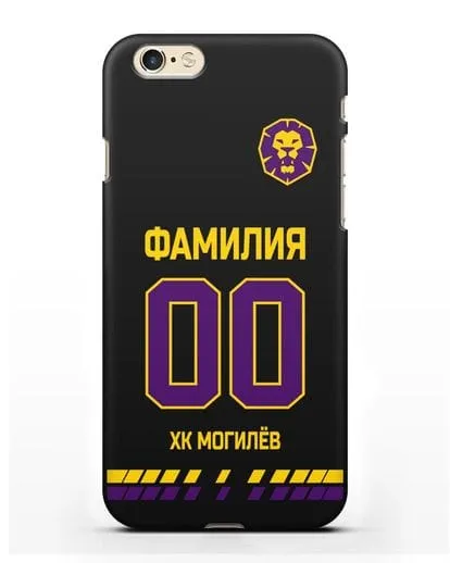 Чехол ХК Могилев с фамилией и номером (сезон 2019-2020) черная форма силиконовый для iPhone 6s