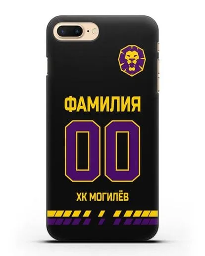 Чехол ХК Могилев с фамилией и номером (сезон 2019-2020) черная форма силиконовый для iPhone 8 Plus