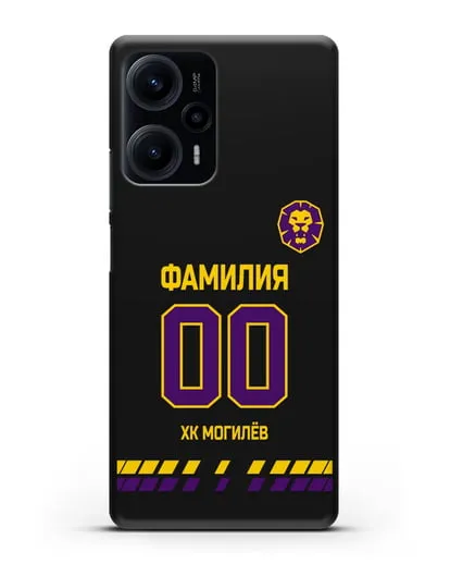 Чехол ХК Могилев с фамилией и номером (сезон 2019-2020) черная форма силиконовый для Xiaomi Poco F5