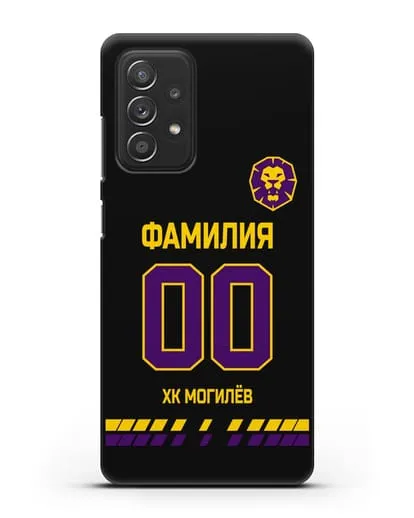 Чехол ХК Могилев с фамилией и номером (сезон 2019-2020) черная форма силиконовый для Samsung Galaxy A53