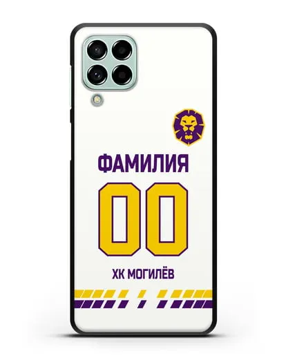 Чехол ХК Могилев с фамилией и номером (сезон 2019-2020) белая форма силиконовый для Samsung Galaxy M53 [SM-M536]