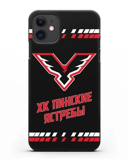 Чеxол с логотипом ХК Пинские ястребы силиконовый для iPhone 11