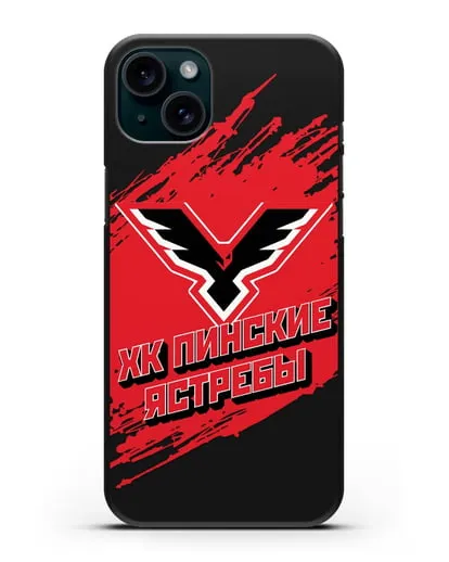 Чехол с надписью ХК Пинские ястребы силиконовый для iPhone 15 Plus