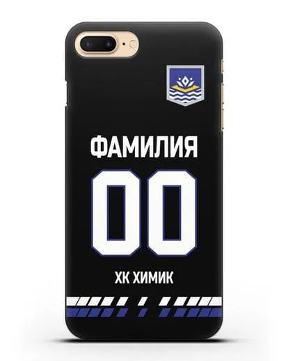 Чехол ХК Химик с фамилией и номером (сезон 2019-2020) черная форма силиконовый для iPhone 8 Plus