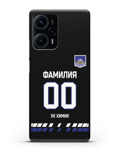Чехол ХК Химик с фамилией и номером (сезон 2019-2020) черная форма силиконовый для Xiaomi Poco F5