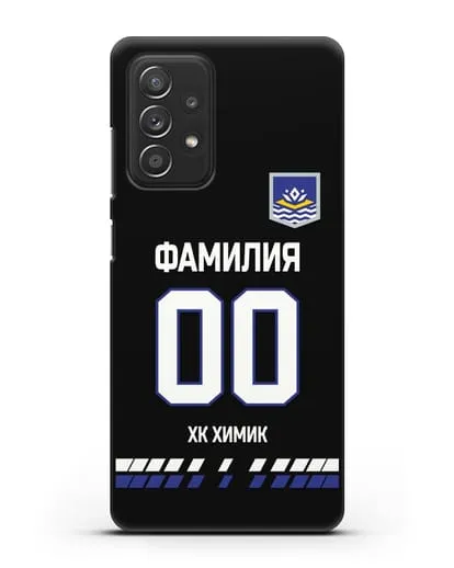 Чехол ХК Химик с фамилией и номером (сезон 2019-2020) черная форма силиконовый для Samsung Galaxy A53