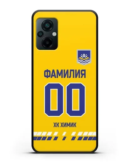 Чехол ХК Химик с фамилией и номером (сезон 2019-2020) желтая форма силиконовый для Xiaomi Poco M5