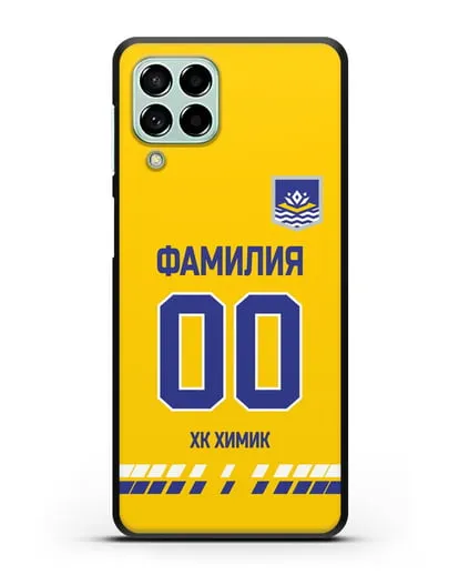 Чехол ХК Химик с фамилией и номером (сезон 2019-2020) желтая форма силиконовый для Samsung Galaxy M53 [SM-M536]