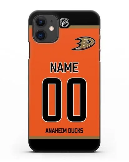 Чехол ХК Анахайм Дакс с фамилией и номером оранжевая форма силиконовый для iPhone 11