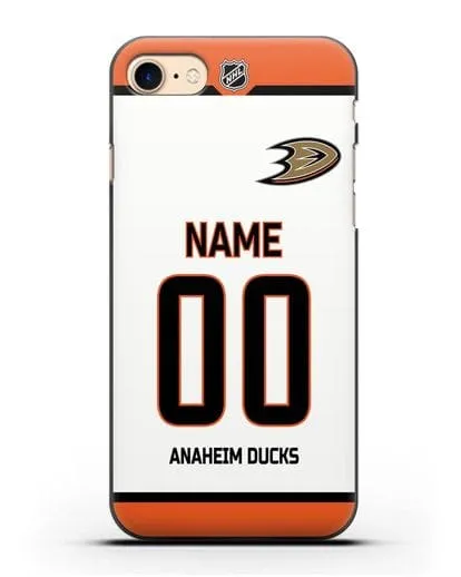 Чехол ХК Анахайм Дакс с фамилией и номером белая форма силиконовый для iPhone 7