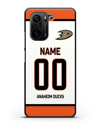 Чехол ХК Анахайм Дакс с фамилией и номером белая форма силиконовый для Xiaomi Poco F3