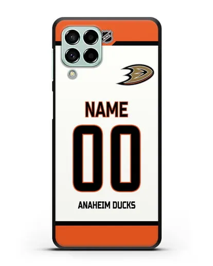Чехол ХК Анахайм Дакс с фамилией и номером белая форма силиконовый для Samsung Galaxy M53 [SM-M536]