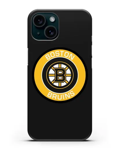 Чеxол с логотипом Boston Bruins силиконовый для iPhone 15