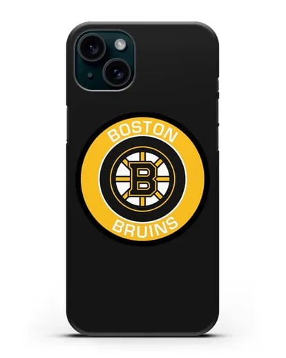 Чеxол с логотипом Boston Bruins силиконовый для iPhone 15 Plus