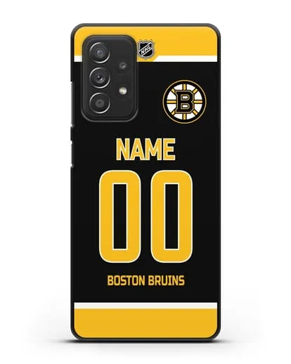 Чехол ХК Бостон Брюинз с фамилией и номером черная форма силиконовый для Samsung Galaxy A53