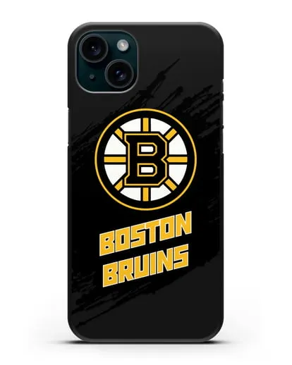Чехол с надписью ХК Бостон Брюинз силиконовый для iPhone 15 Plus