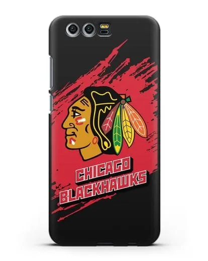 Чехол с надписью ХК Чикаго Блэкхокс силиконовый для Honor 9