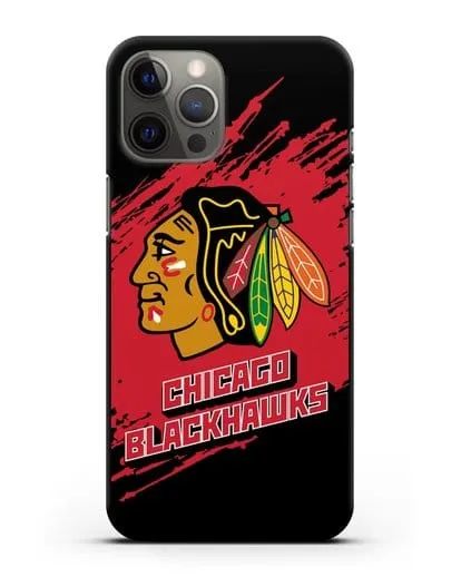 Чехол с надписью ХК Чикаго Блэкхокс силиконовый для iPhone 12 Pro Max