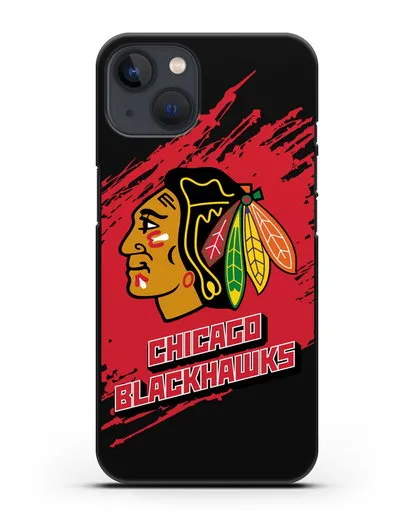 Чехол с надписью ХК Чикаго Блэкхокс силиконовый для iPhone 13 Mini