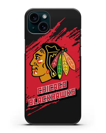 Чехол с надписью ХК Чикаго Блэкхокс силиконовый для iPhone 15 Plus