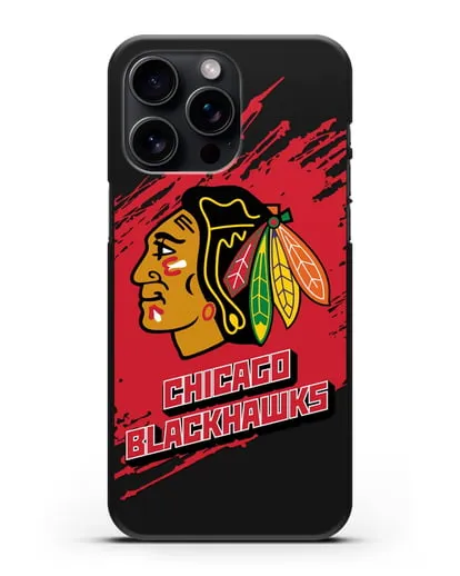 Чехол с надписью ХК Чикаго Блэкхокс силиконовый для iPhone 15 Pro Max