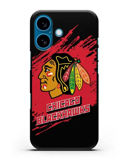 Чехол с надписью ХК Чикаго Блэкхокс силиконовый для iPhone 16