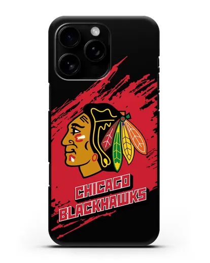Чехол с надписью ХК Чикаго Блэкхокс силиконовый для iPhone 16 Pro Max