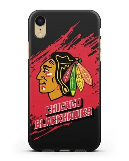 Чехол с надписью ХК Чикаго Блэкхокс силиконовый для iPhone XR