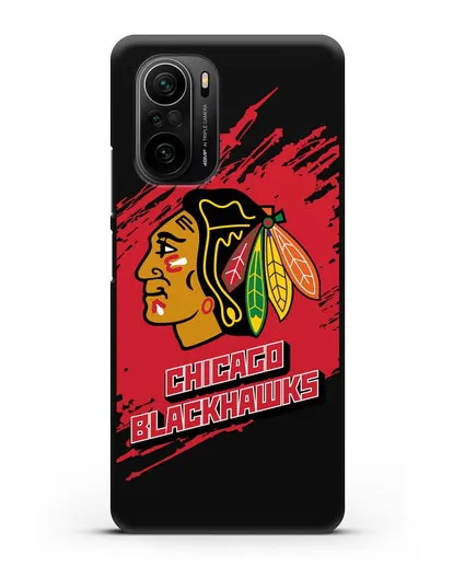 Чехол с надписью ХК Чикаго Блэкхокс силиконовый для Xiaomi Poco F3